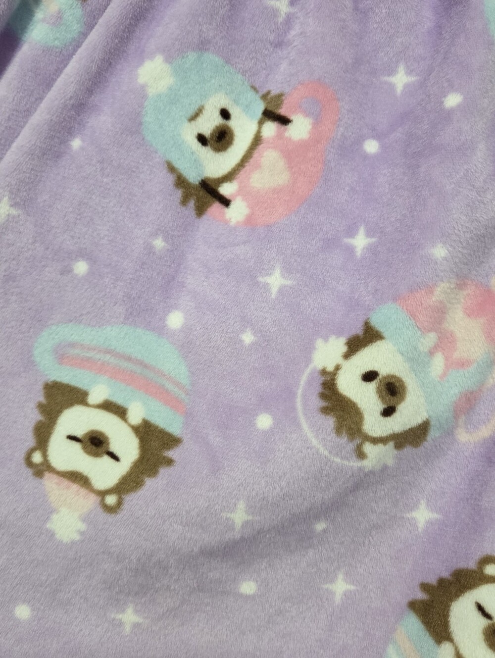 Purple Plush Pajama Shorts Hedgehog Fleece Velour PJ Sleep Lounge Size Medium - Picture 4 of 7